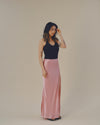 Oda獨家 絲滑緞面魚尾裙 粉紅香檳