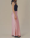 Oda獨家 絲滑緞面魚尾裙 粉紅香檳