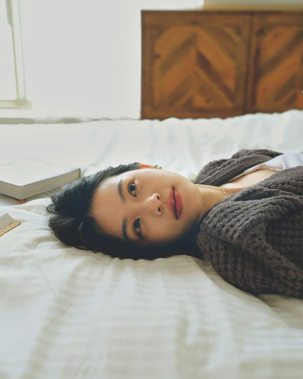 蓬鬆華夫格針織居家套裝🧸深灰