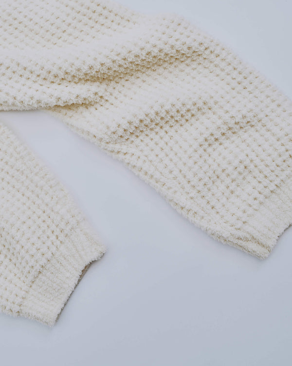 蓬鬆華夫格針織居家套裝🧸米杏